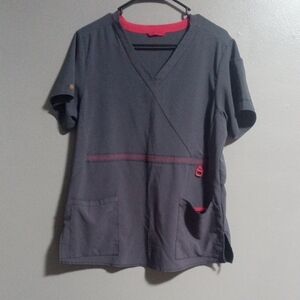 Carhartt Women's Large Gray and Pink Scrub Top